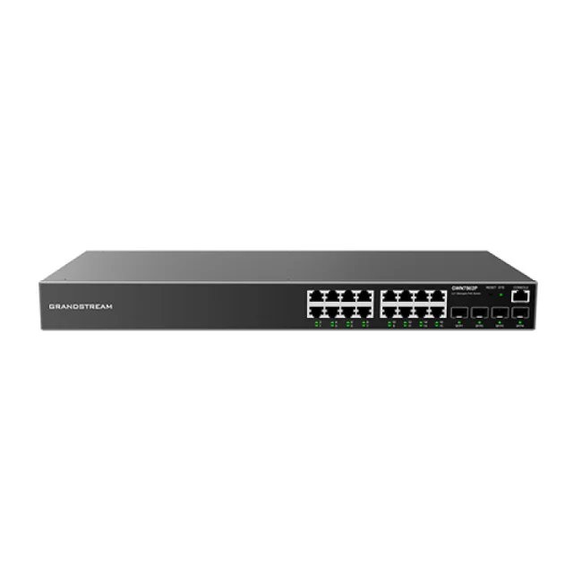 Grandstream Networks GWN7802P dispositivo de redes Gestionado L2+ Gigabit Ethernet (10/100/1000) Energía sobre Ethernet (PoE) 2U Negro