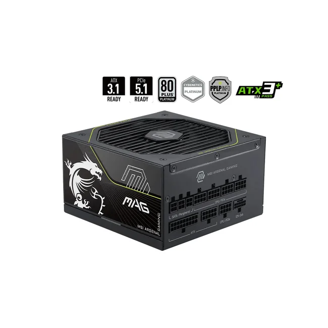 MSI MAG A1200PLS PCIE5 unidad de fuente de alimentación 1200 W 20+4 pin ATX ATX Negro