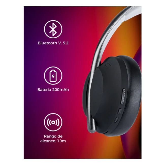 TechZone TZDJ01 audífono y auriculare Audífonos Inalámbrico y alámbrico Diadema Música USB Tipo C Bluetooth Negro, Gris image 6