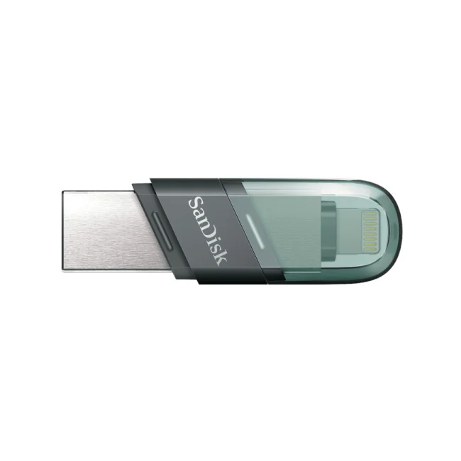 SanDisk iXpand Flash Drive Flip unidad flash USB 128 GB USB Type-A / Lightning 3.2 Gen 1 (3.1 Gen 1) Gris, Plata, Transparente