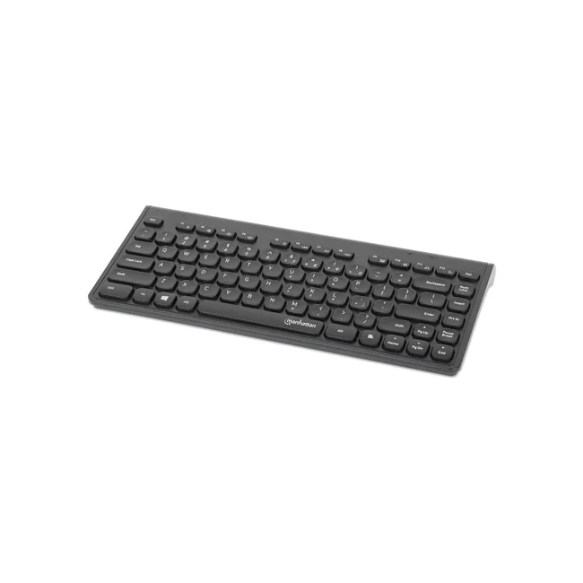 Manhattan Mini teclado USB inalámbrico, 12 teclas multimedia/funcionales, nano receptor USB-A, compacto, formato de perfil delgado, para PC y laptops, negro