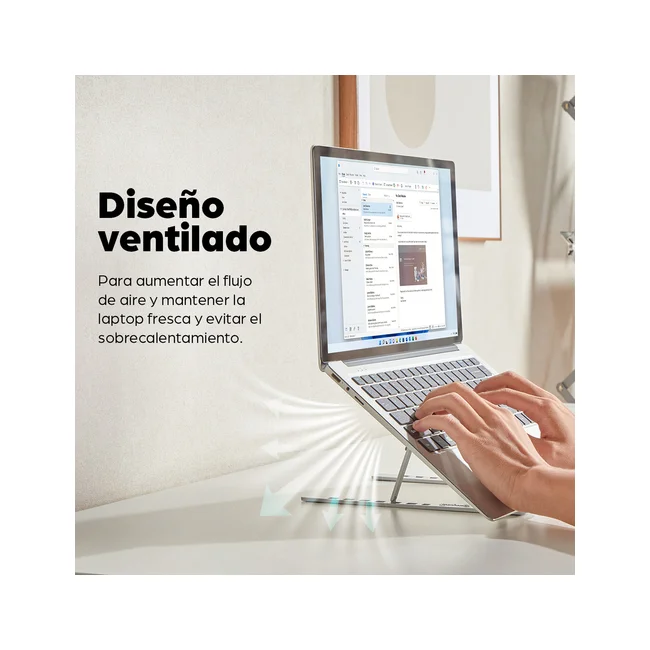 Manhattan Soporte ergonómico, plegable en siete posiciones, para laptops y otros dispositivos de hasta 15.6" y 5 kg (11 lbs.), ligero, aluminio de alta calidad, ventilado, color plateado image 16