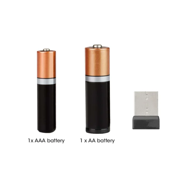 Manhattan Un solo receptor USB-A Nano para ambos, teclado inalámbrico con 12 teclas multimedia/función, mouse óptico ambidiestro con tres botones y rueda de desplazamiento, 1200 ppp, negro/plateado image 14