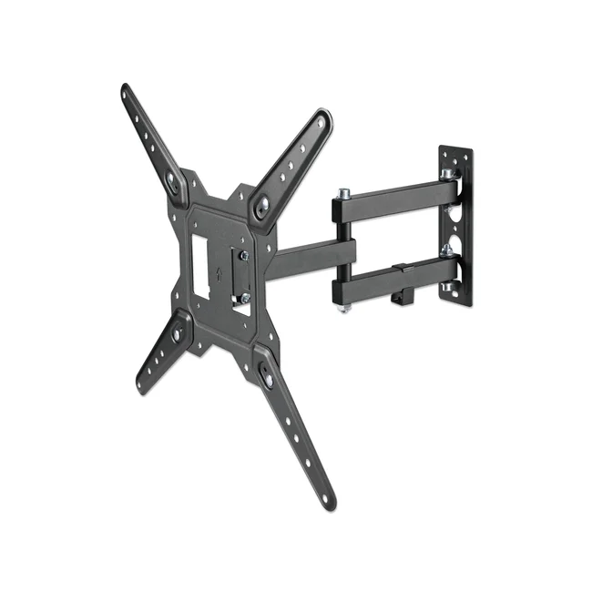 Manhattan Soporte con brazo articulado para pantalla de 23" a 55". Soporta una pantalla de 23" a 55" de hasta 30 kg (66 lbs.), +/-90° de giro, +3 a -10° de inclinación, brazo flexible que ahorra espacio, ideal para instalaciones en esquinas, negro