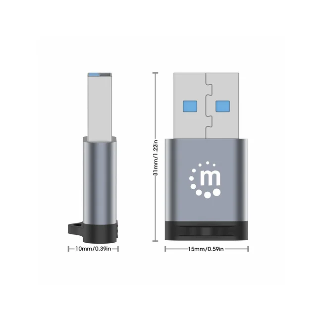 Manhattan 356305 cambiadores de género de cables USB-A USB-C Negro, Gris image 9