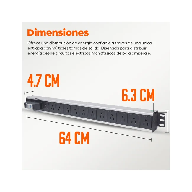 Intellinet Barra multicontactos vertical con 12 salidas - Contactos tipo NEMA image 18