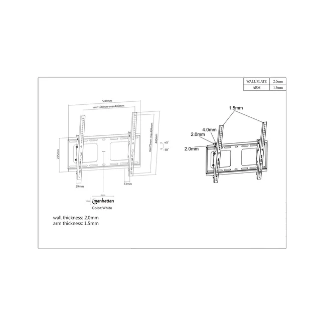 Manhattan Soporte para TV, de pared, con inclinación, pantallas planas de 32" a 55" de máximo 80 kg image 11