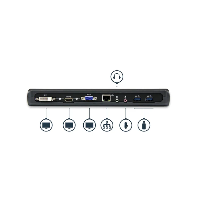 StarTech.com Docking Station USB 3.0 de 2 Monitores para Laptop - HDMI/DVI/VGA - Hub 3x USB-A - GbE - Audio - Replicador de Puertos Universal USB-A - Win/macOS/ChromeOS - TAA image 8