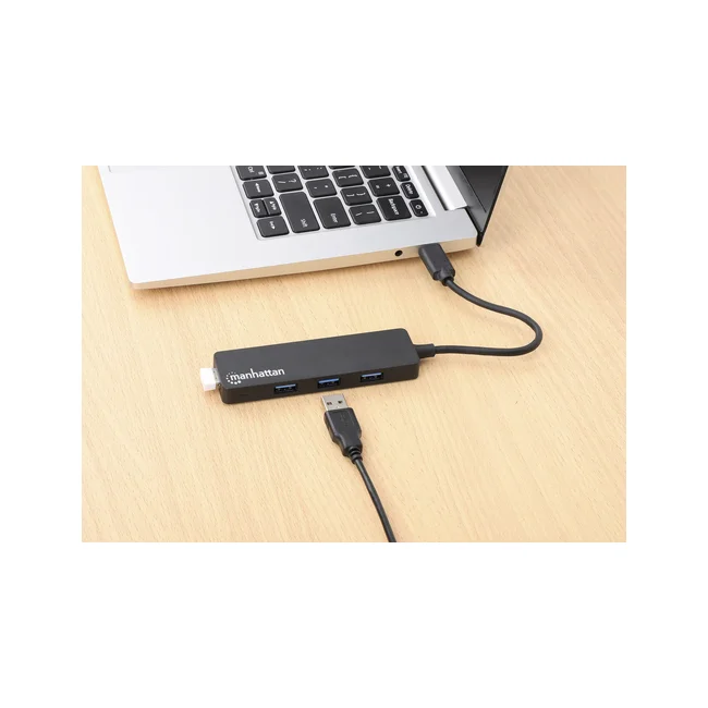 Manhattan Hub USB 3.2 Gen 1 de 4 puertos USB-A USB 3.2 Gen 1, de Tipo-C macho a 4 conectores Tipo A hembra, velocidad de transferencia hasta 5 Gbps, energía por medio del bus, negro image 11