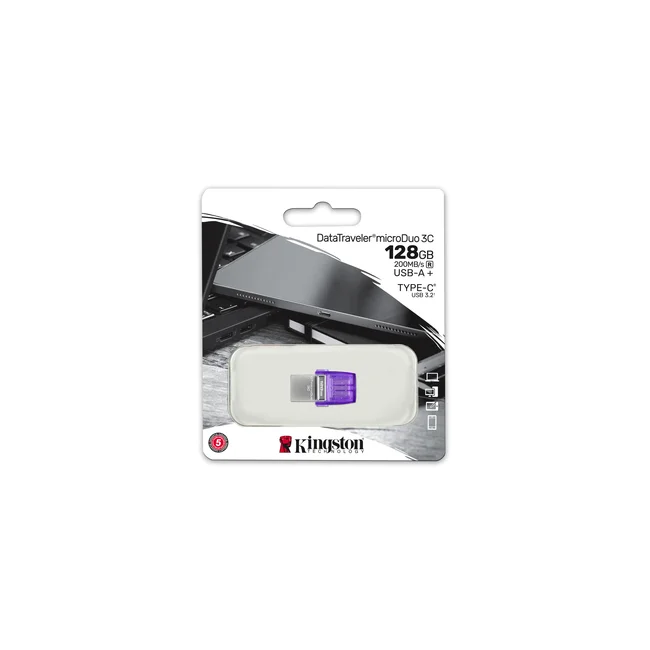 Kingston Technology DataTraveler microDuo 3C unidad flash USB 128 GB USB Type-A / USB Type-C 3.2 Gen 1 (3.1 Gen 1) Acero inoxidable, Púrpura image 6