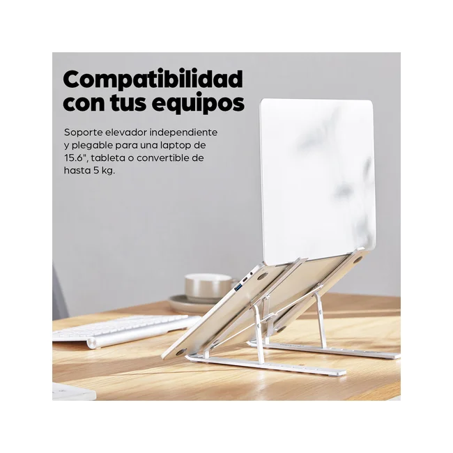 Manhattan Soporte ergonómico, plegable en seis posiciones, para laptops y otros dispositivos de hasta 15.6" y 5 kg, ligero, aluminio de alta calidad con revestimiento UV, ventilado, plata image 16