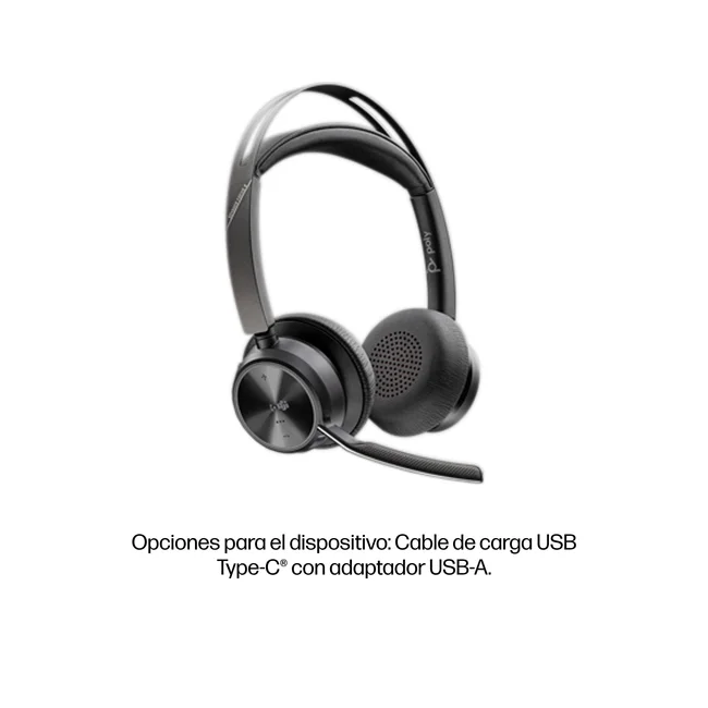 HP Poly Auriculares USB-C-C Poly Voyager Focus 2 con certificación para Microsoft Teams + adaptador USB-C/A + soporte de carga image 12
