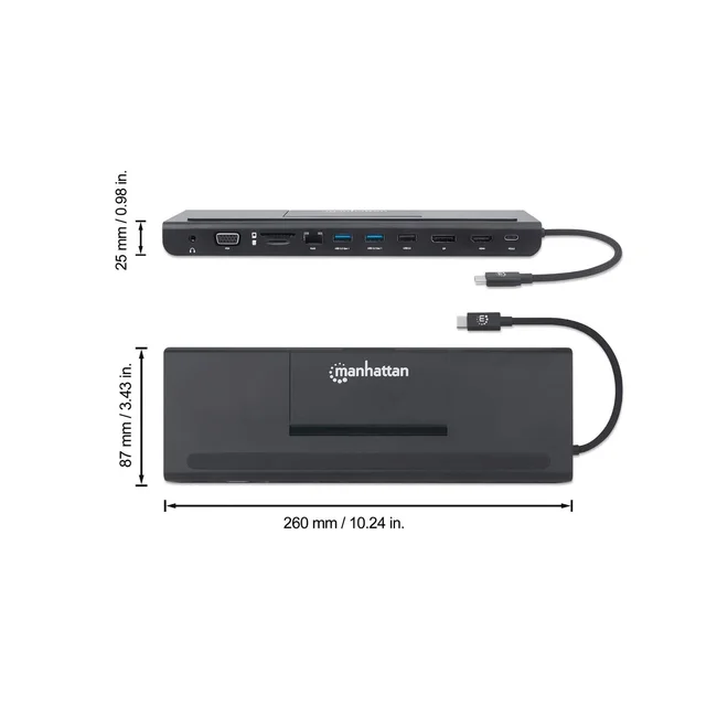 Manhattan Docking station de USB-C a 11 puertos, para tres monitores, con MST image 15