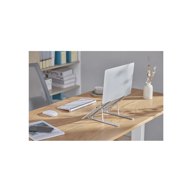Manhattan Soporte ergonómico, plegable en seis posiciones, para laptops y otros dispositivos de hasta 15.6" y 5 kg, ligero, aluminio de alta calidad con revestimiento UV, ventilado, plata image 9