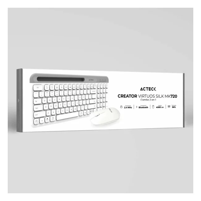 Acteck Creator Virtuos Silk MK720 teclado Ratón incluido Bluetooth Español Blanco image 12