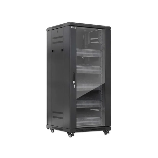 Intellinet Gabinete 19" Pro Line con extractores de aire, 27U, Frente de 600 mm, unidad de ventilación con dos extractores de aire instalados en el techo, profundidad de 600 mm, Ensamblado, negro RAL 9004. Profundidad de instalación útil: ajustable de 150 a 500 mm (5.91 a 19.69 pulg.) image 5