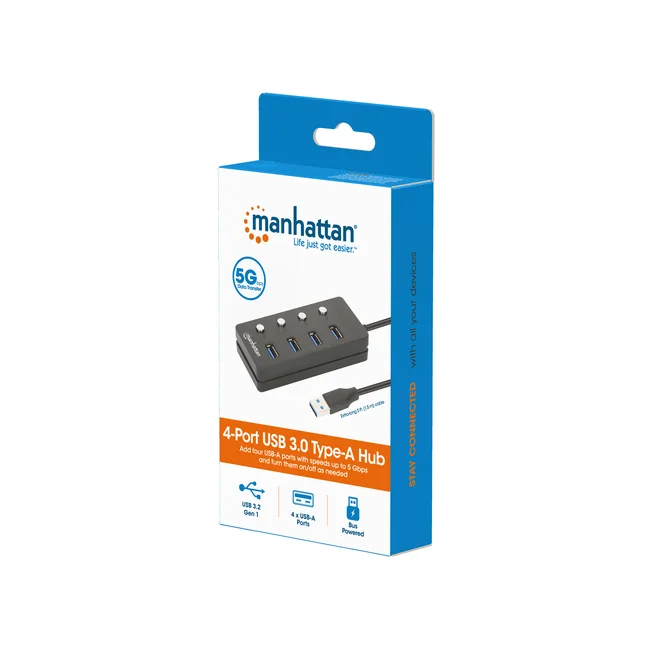 Manhattan 180887 base para laptop o replicador de puertos USB 3.2 Gen 1 (3.1 Gen 1) Type-A Negro image 8