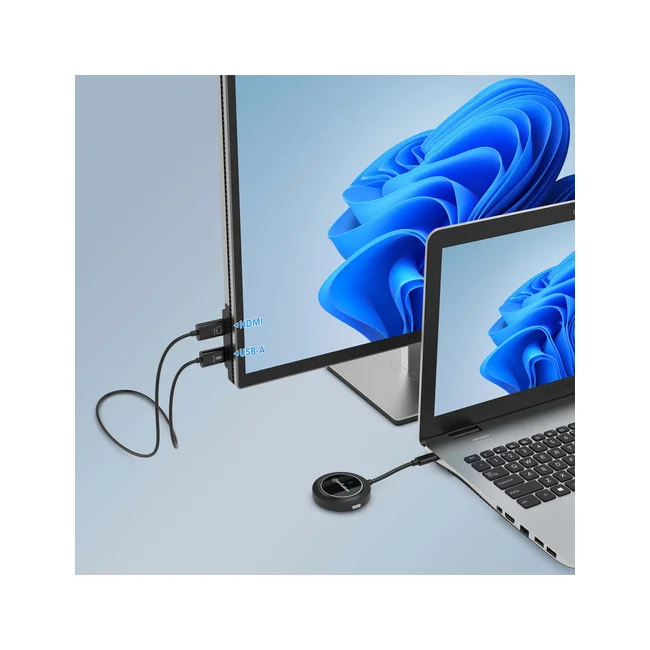 Manhattan Kit de presentación de pantalla HDMI inalámbrica 1080p. Set de 2 piezas con receptor HDMI y dongle transmisor USB-C para mostrar de forma inalámbrica una señal de vídeo desde un ordenador portátil/tablet/smartphone en un televisor o proyector HDMI, negro. image 5