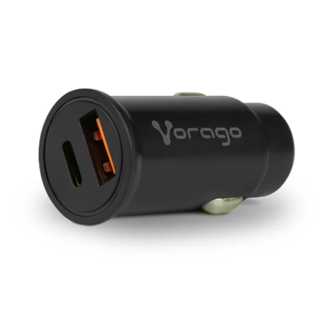Vorago CARGADOR PARA AUTO AU-305-BK TIPO C PD 20W Y USB A QUICK CHARGE 3.0 NEGRO - Universal Carga rápida