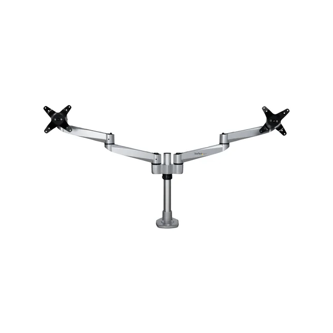 StarTech.com Brazo Articulado Prémium para Dos Monitores de hasta 30" - Soporte VESA de Altura Ajustable - Montaje Mordaza/Ojal en Escritorio - con Rotación, Inclinación y Giro - Plata image 7