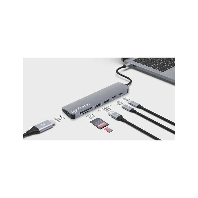 Manhattan 190442 base para laptop o replicador de puertos Alámbrico USB 3.2 Gen 1 (3.1 Gen 1) Type-C Gris image 4