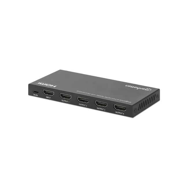 Manhattan Splitter HDMI con 4 puertos 4K y reductor de escala Duplica una señal HDMI en cuatro salidas HDMI (1x4), 4K@60Hz, 18G, interruptor EDID para reducción de escala, negro image 6