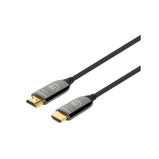 Manhattan Cable Óptico Activo HDMI de Ultra Alta Velocidad 8K a 60 Hz, 7.5 m, Cable Óptico Activo HDMI macho a macho, 7.5 m (25 pies), con clasificación CMP/CPR, compatible con 4K@120Hz, 48G, HDR dinámico, HEC, eARC, contactos chapados en oro, negro. Cable HDMI de Ultra Alta Velocidad con características de última generación y preparado para el futuro, para aplicaciones audiovisuales y de juegos de alta gama