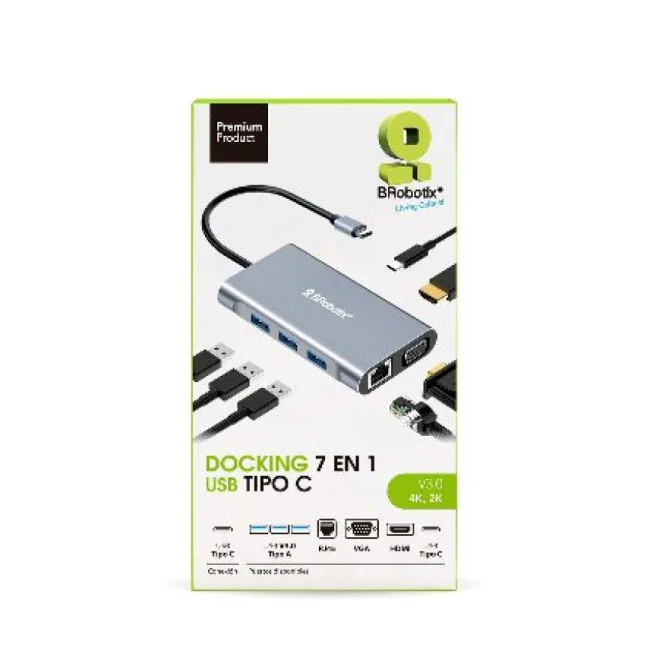 BRobotix 6001202 base para laptop o replicador de puertos Alámbrico USB 3.2 Gen 1 (3.1 Gen 1) Type-C Negro, Plata image 7
