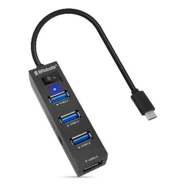BRobotix 6001189 nodo concentrador USB 3.2 Gen 1 (3.1 Gen 1) Type-A 5000 Mbit/s Negro image 2
