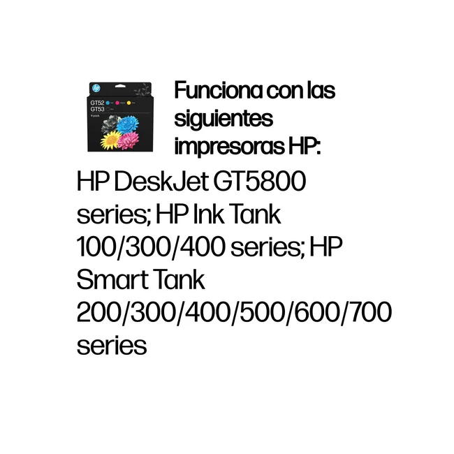 HP Combo de botella de tinta GT53/GT52, pack de 4 image 4
