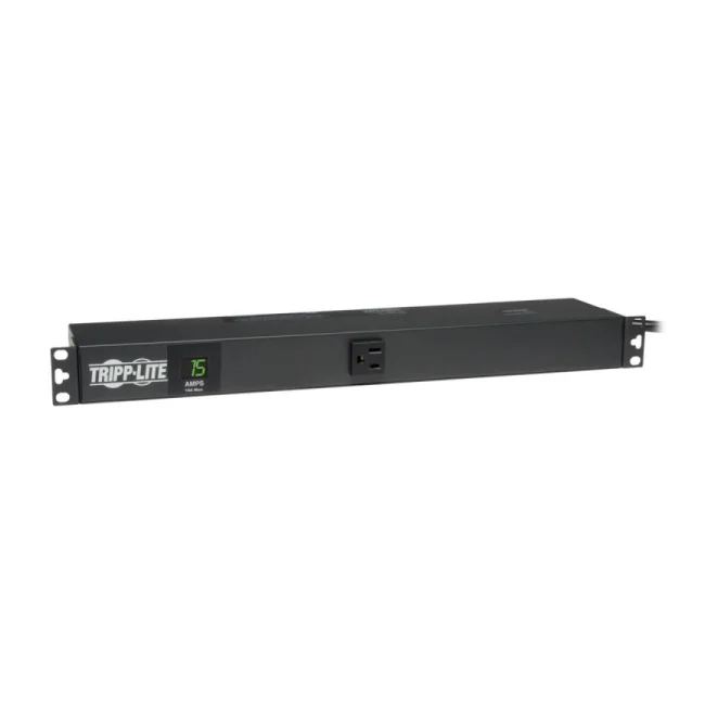 Tripp Lite PDUMH15 PDU Monofásico de 1.5kW con Medidor Digital Local, Tomacorrientes de 120V (13 5-15R), 5-15P, Entrada de 100V ~ 127V, Cable de 4.57 m [15 pies], Instalación en 1U de Rack image 2