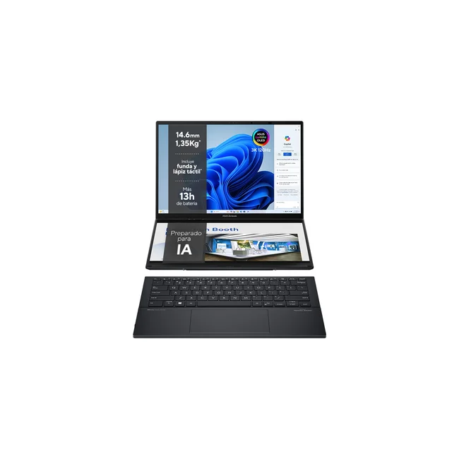 ASUS Zenbook Duo UX8406CA-PZ166X Intel Core Ultra 9 285H Híbrido (2-en-1) 35.6 cm (14") Pantalla táctil WQXGA+ 32 GB LPDDR5x-SDRAM 1 TB SSD Wi-Fi 7 (802.11be) Windows 11 Home Español Gris image 4