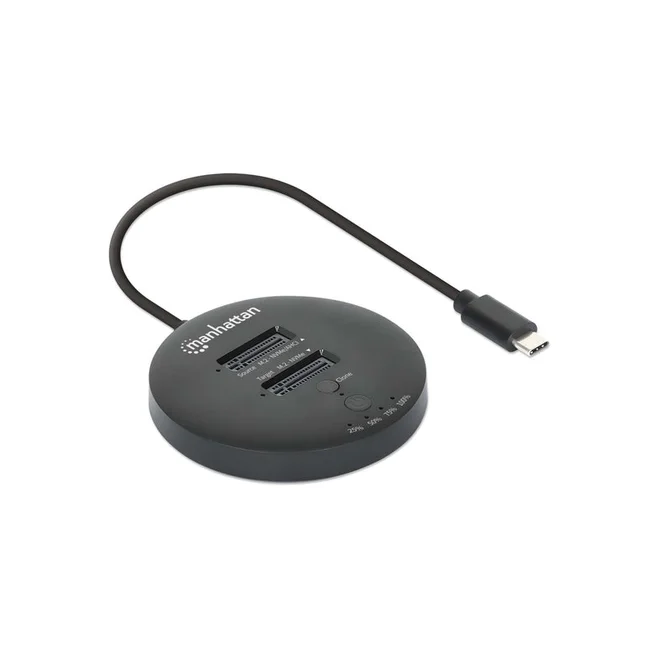 Manhattan Estación de acoplamiento y clonación de SSD M.2 NVMe. Base para duplicar o acceder a unidades M.2, con cable integrado USB-C SuperSpeed+ a 10 Gbps (USB 3.2 Gen 2), para unidades SSD 2230/2242/2260/2280/22110 con llave M o llave B+M, negro image 6