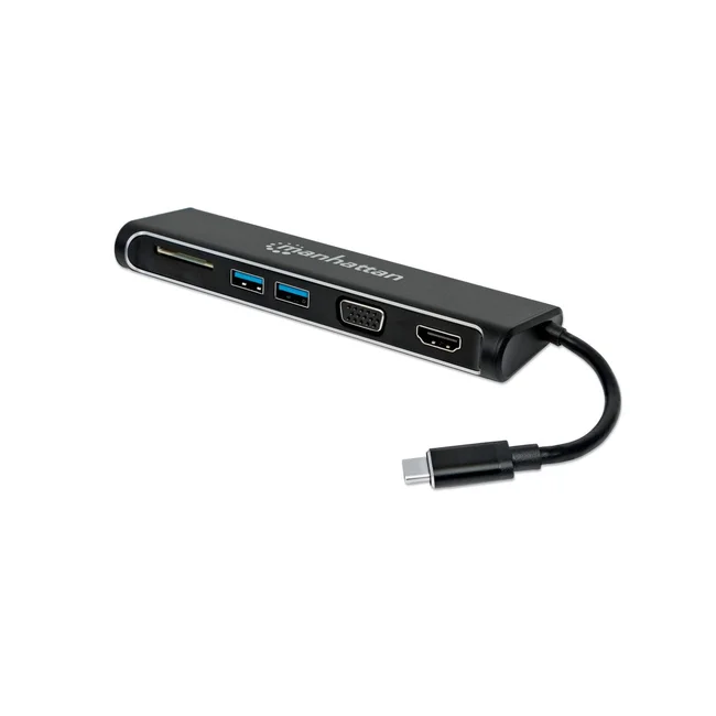 Manhattan Convertidor Docking USB-C Superspeed 4-en-1 a HDMI/VGA