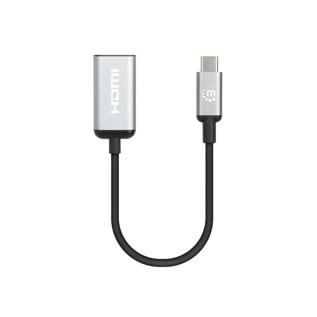 Manhattan 153706 adaptador de cable de vídeo 0.15 m USB Tipo C HDMI Tipo A (Estándar) Negro, Plata image 2