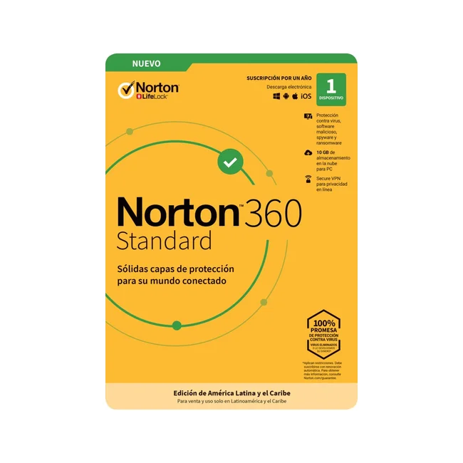 Norton 360 Standard Seguridad antivirus Base Español 1 licencia(s) 1 Año(s)