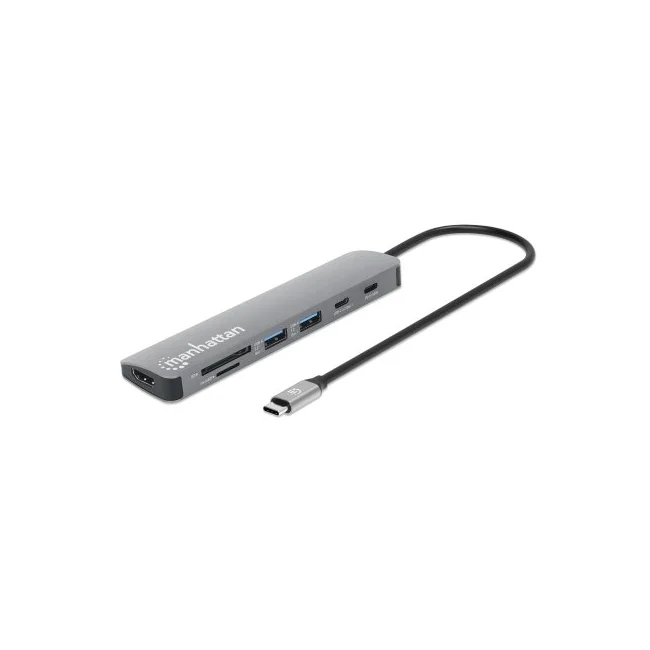Manhattan 190442 base para laptop o replicador de puertos Alámbrico USB 3.2 Gen 1 (3.1 Gen 1) Type-C Gris