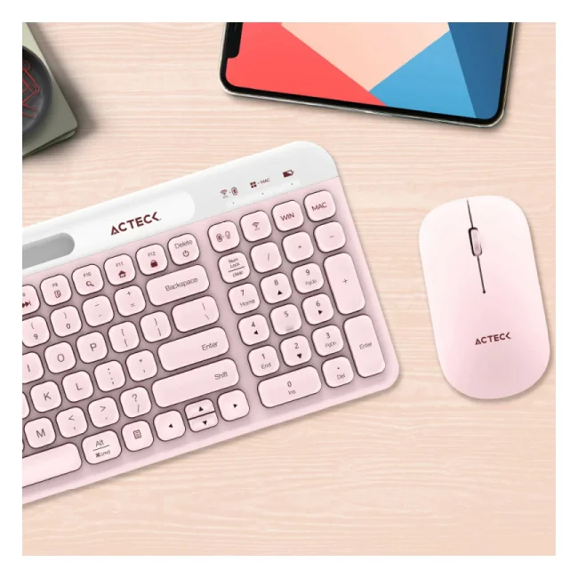 Acteck Creator Virtuos Silk MK720 teclado Ratón incluido Bluetooth Español Rosa, Blanco image 14