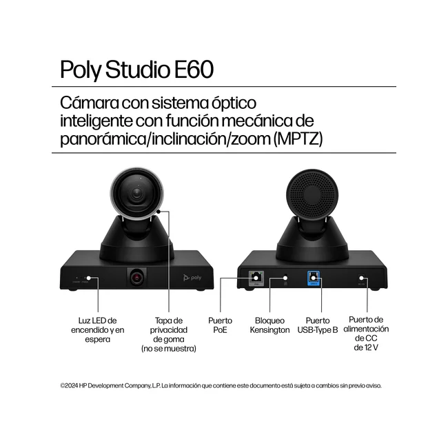 HP Poly Cámara inteligente MPTZ 4K Poly Studio E60 con zoom óptico de 12x image 7