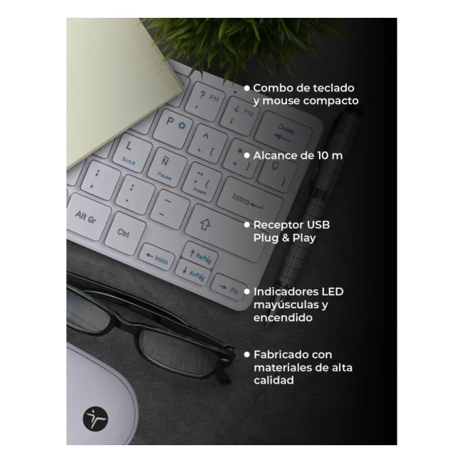 TechZone TZACCBI04 teclado Ratón incluido Hogar RF inalámbrico QWERTY Blanco image 6