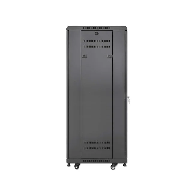 Intellinet Gabinete 19" Pro Line con extractores de aire, 27U, Frente de 600 mm, unidad de ventilación con dos extractores de aire instalados en el techo, profundidad de 600 mm, Ensamblado, negro RAL 9004. Profundidad de instalación útil: ajustable de 150 a 500 mm (5.91 a 19.69 pulg.) image 8