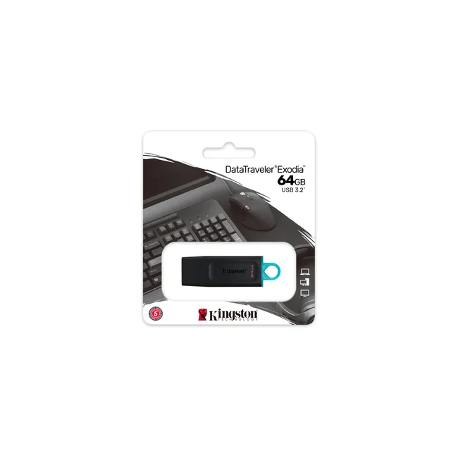 Kingston Technology DataTraveler Exodia unidad flash USB 64 GB USB tipo A 3.2 Gen 1 (3.1 Gen 1) Negro, Turquesa image 12