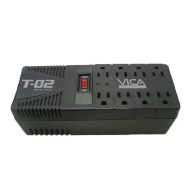 Vica T-02 regulador de voltaje 8 salidas AC 127 V Negro
