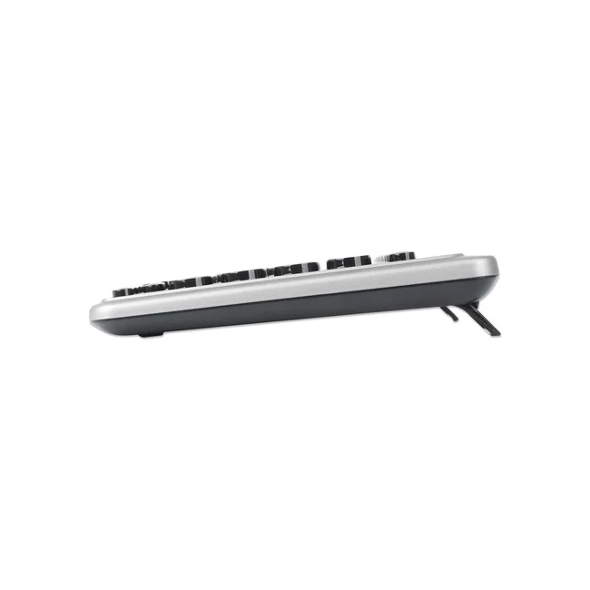 Manhattan Un solo receptor USB-A Nano para ambos, teclado inalámbrico con 12 teclas multimedia/función, mouse óptico ambidiestro con tres botones y rueda de desplazamiento, 1200 ppp, negro/plateado image 12