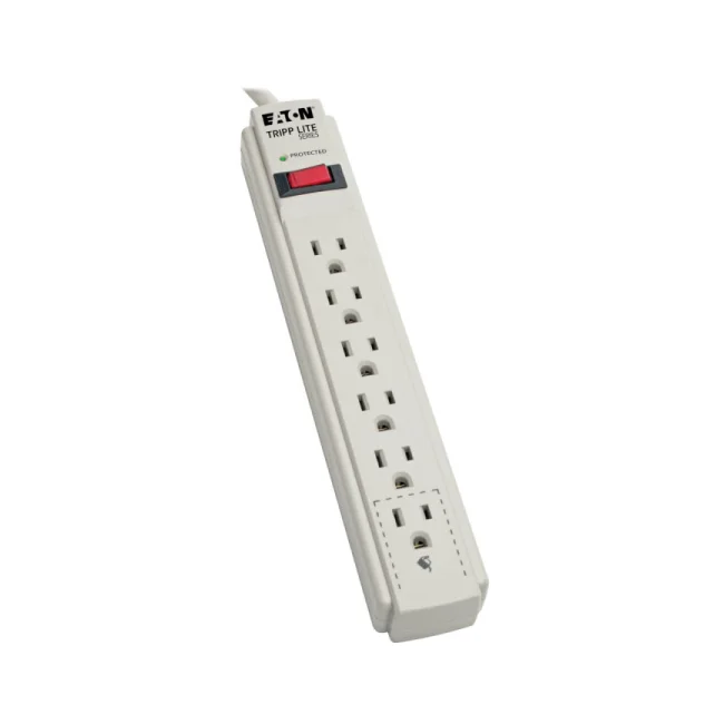 Tripp Lite TLP604 Supresor de Sobretensiones Protect It!, con 6 Tomacorrientes, 1.22 m [4 pies]. Cable, 790 joules, LED de Diagnóstico, Gabinete Gris Claro
