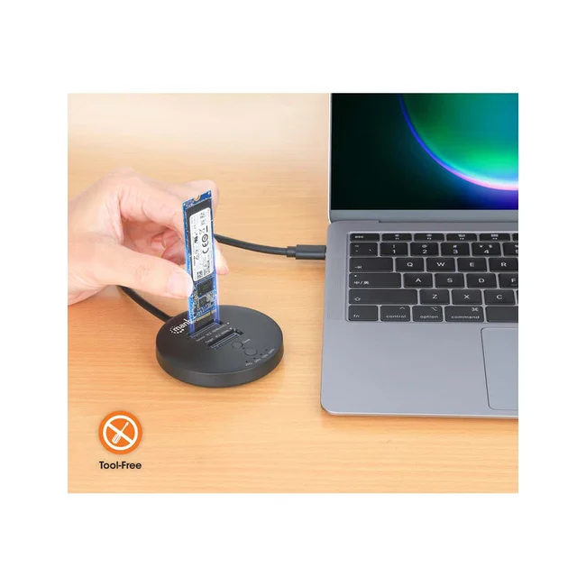 Manhattan Estación de acoplamiento y clonación de SSD M.2 NVMe. Base para duplicar o acceder a unidades M.2, con cable integrado USB-C SuperSpeed+ a 10 Gbps (USB 3.2 Gen 2), para unidades SSD 2230/2242/2260/2280/22110 con llave M o llave B+M, negro image 9