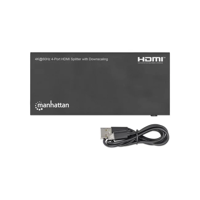 Manhattan Splitter HDMI con 4 puertos 4K y reductor de escala Duplica una señal HDMI en cuatro salidas HDMI (1x4), 4K@60Hz, 18G, interruptor EDID para reducción de escala, negro image 9