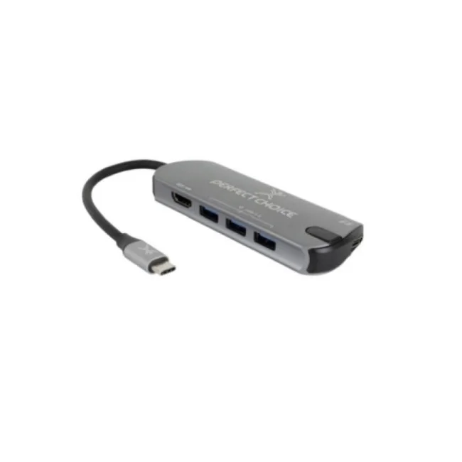 Perfect Choice PC-101246 nodo concentrador USB 3.2 Gen 1 (3.1 Gen 1) Type-C Gris