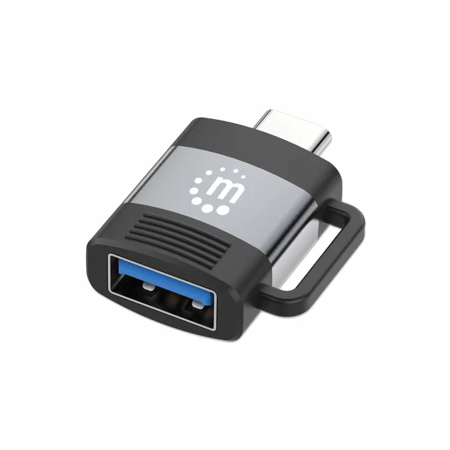 Manhattan 356312 cambiadores de género de cables USB-A USB-C Negro, Gris