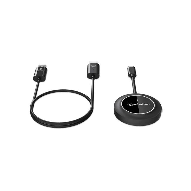 Manhattan Kit de presentación de pantalla HDMI inalámbrica 1080p. Set de 2 piezas con receptor HDMI y dongle transmisor USB-C para mostrar de forma inalámbrica una señal de vídeo desde un ordenador portátil/tablet/smartphone en un televisor o proyector HDMI, negro. image 12